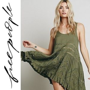 Free People NWOT | Voile Lace Ruffle Trapeze Dress